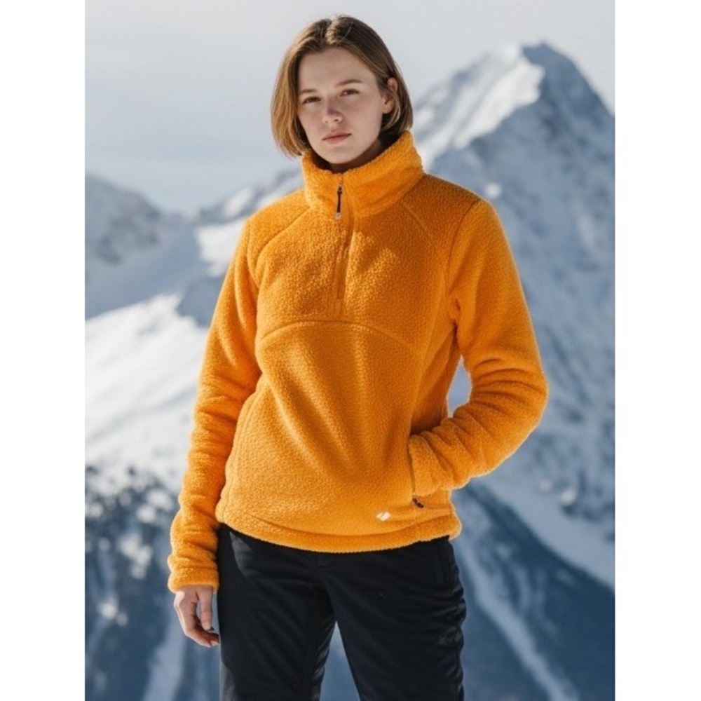 Obermeyer Teen Girls Furry Ski Fleece Pullover Winter 1/4 Zip Orange Size Large